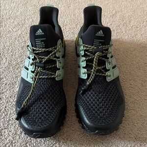 Adidas Black and Green Athletic Sneakers